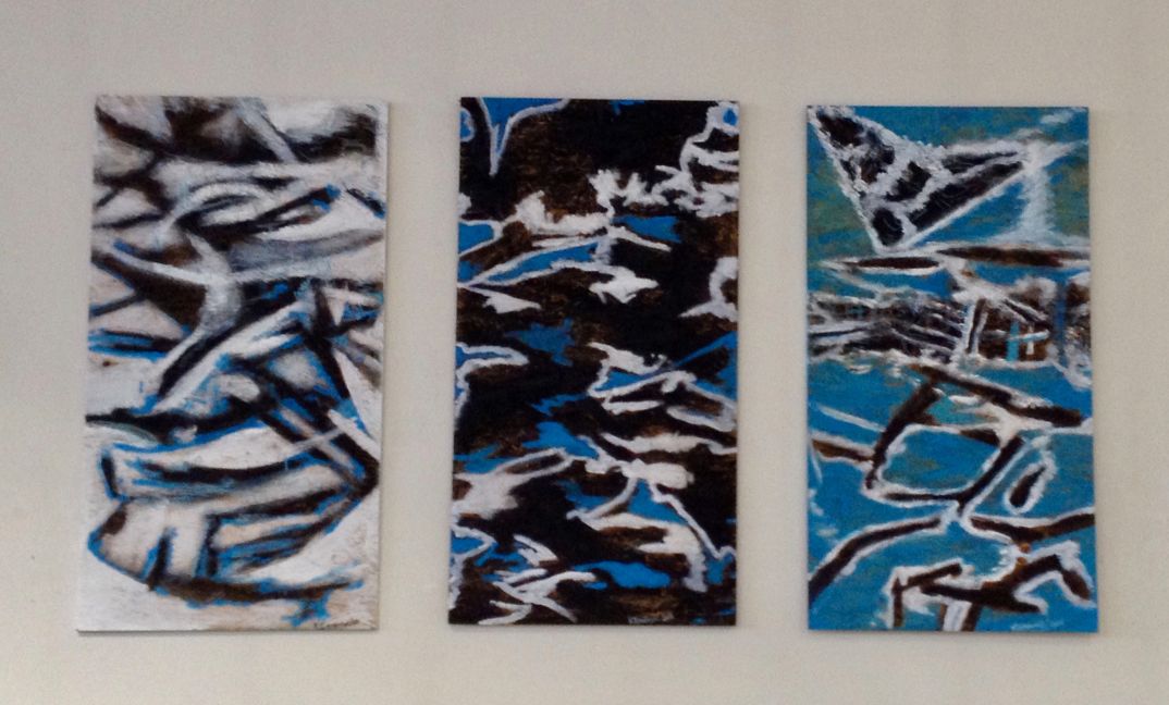 SEASONS (triptych) Acrylics on recycled wood each piece 4 ft x 2 ft 2.5 in