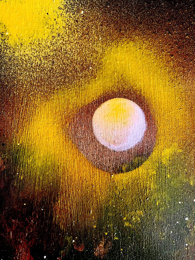 Linked 13 Moonlight 13 Hand painted acrylics on up-cycled wood DETAIL