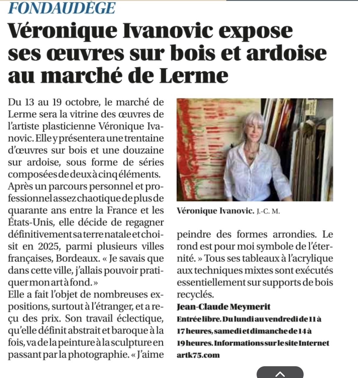 Article Sud Ouest 8 octobre 2026