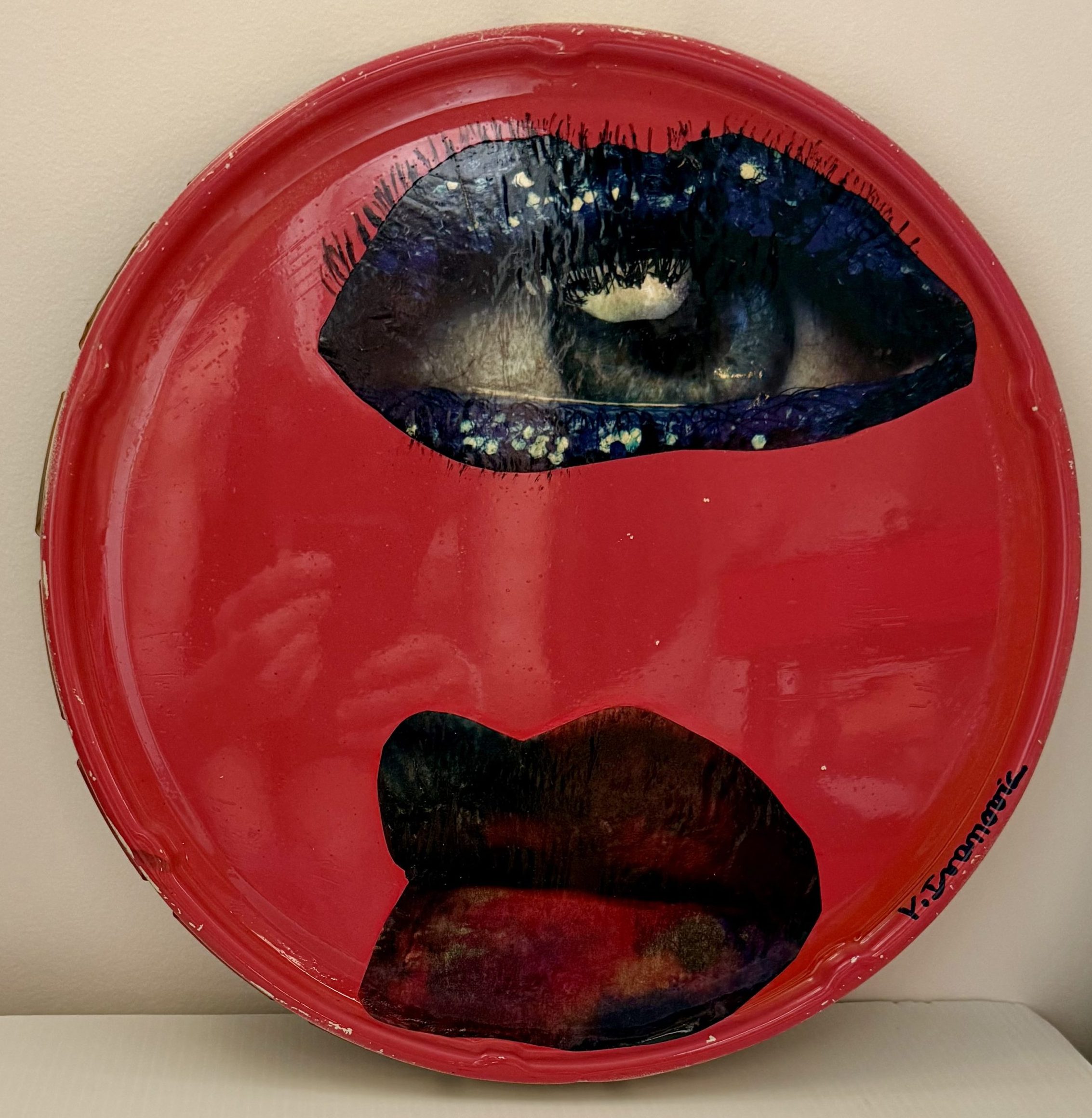 Blue Lips Acrylique, Collage/Metal DM 33 cm