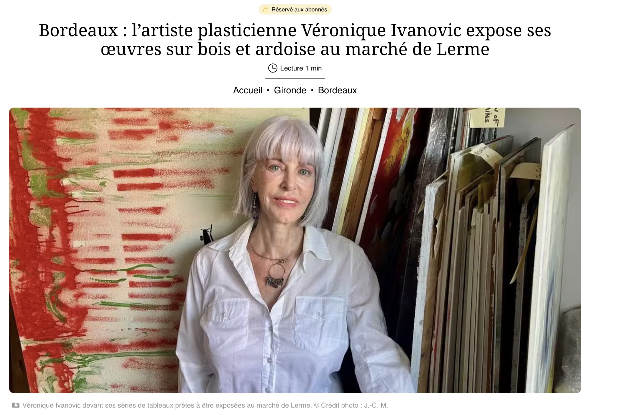 Exposition Marché de Lerme Bordeaux Annonce Sud Ouest 8 octobre 2026